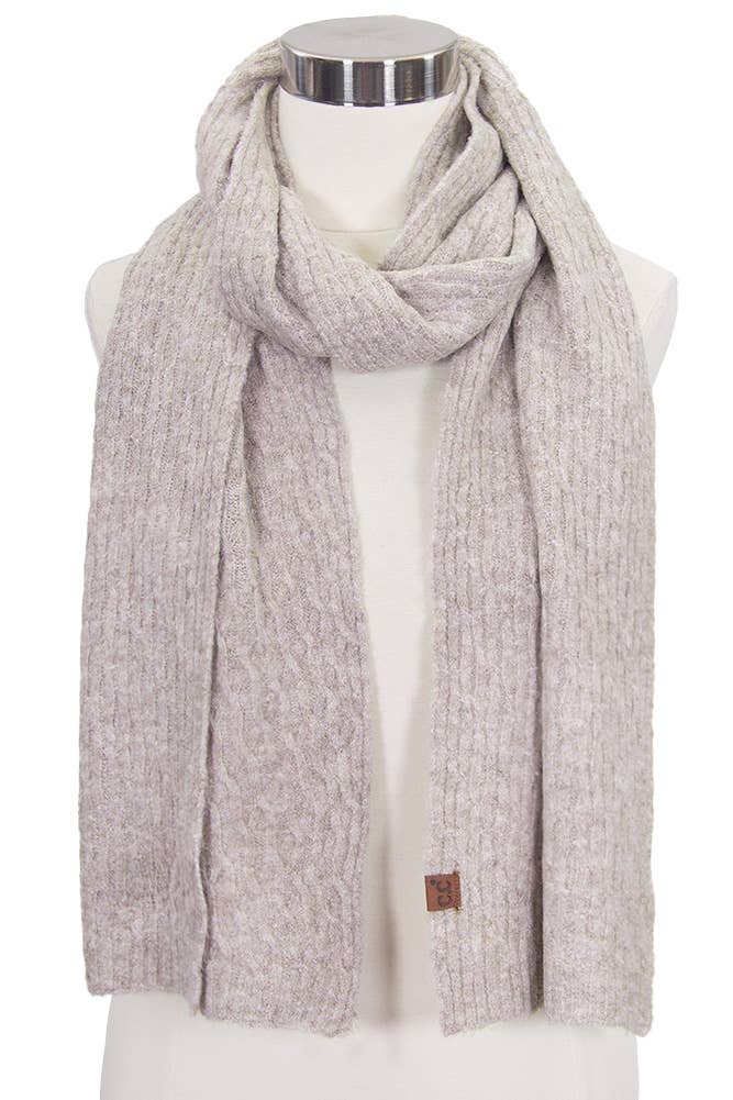 Recycled Fiber Winter Scarf: Taupe