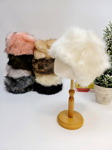 Faux Fur Fluffy Hat - Ivory