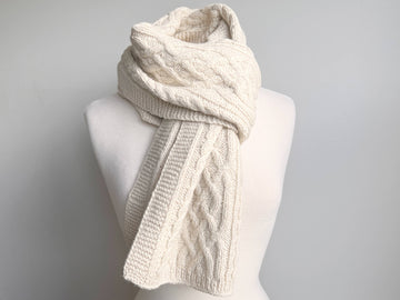 Alpaca Hand Crocheted Cable Knit Scarves - Ivory