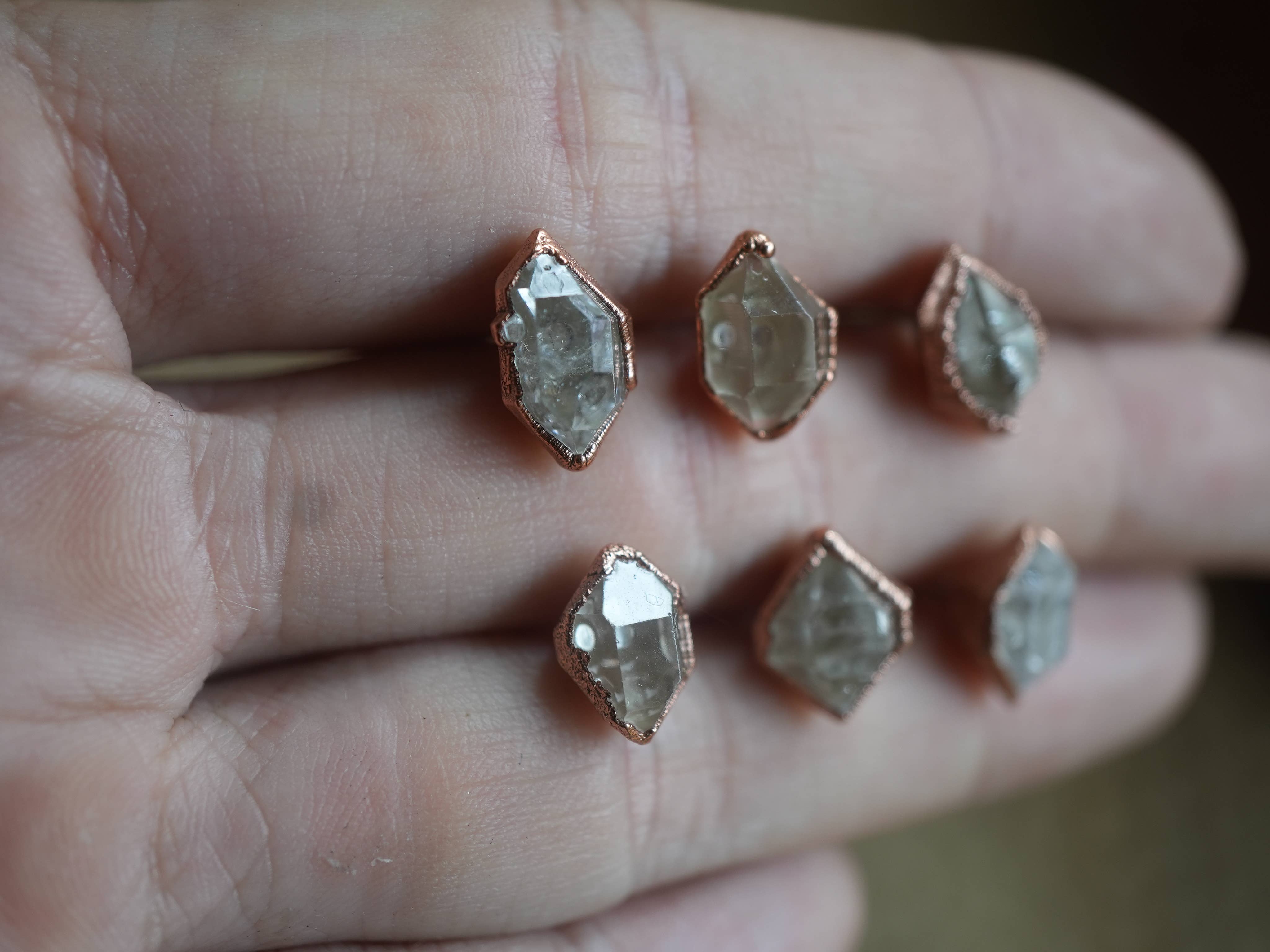 Extra Large Herkimer diamond earrings, fashion Herkimer earrings, Herkimer studs, Raw stone earrings, Crystal earrings, Raw diamond earrings