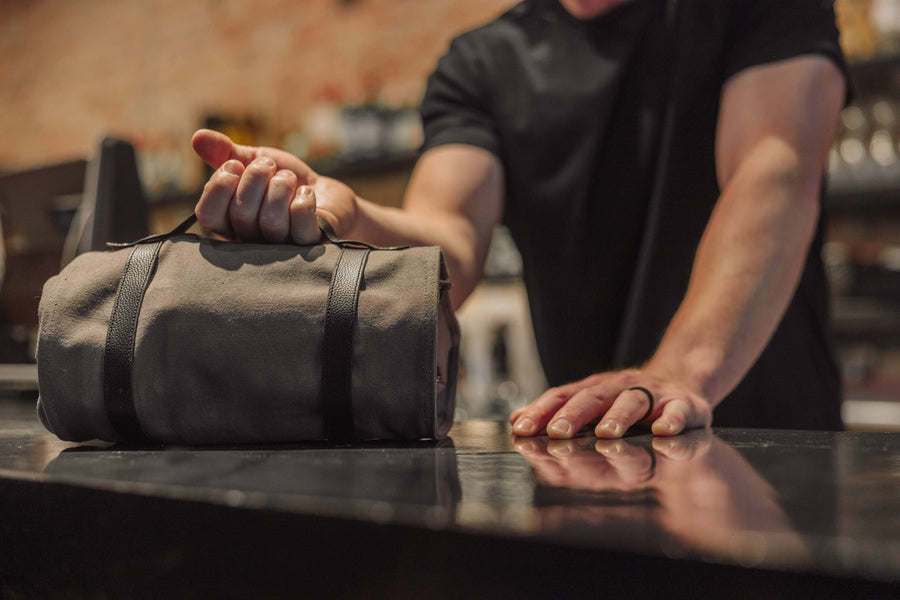 Barkeep Bar Tool Roll Up Kit: Gray with Black Accents