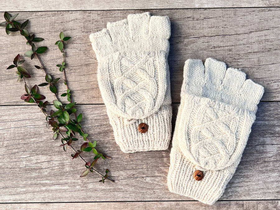 Alpaca Hand Crocheted Cable Knit Mittens