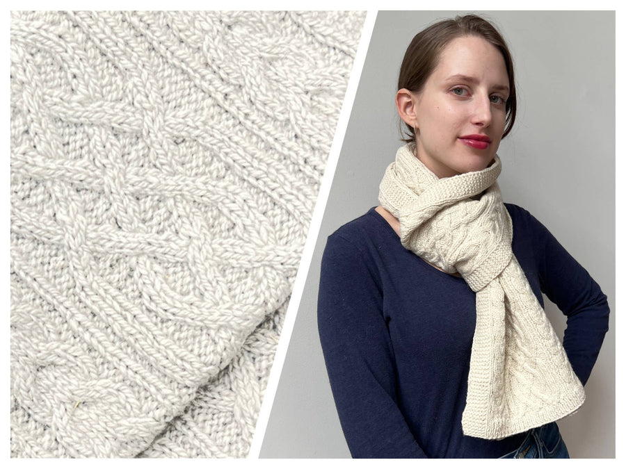 Alpaca Hand Crocheted Cable Knit Scarves - Ivory