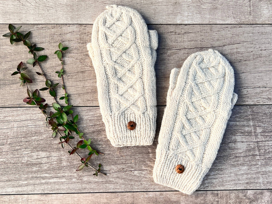 Alpaca Hand Crocheted Cable Knit Mittens