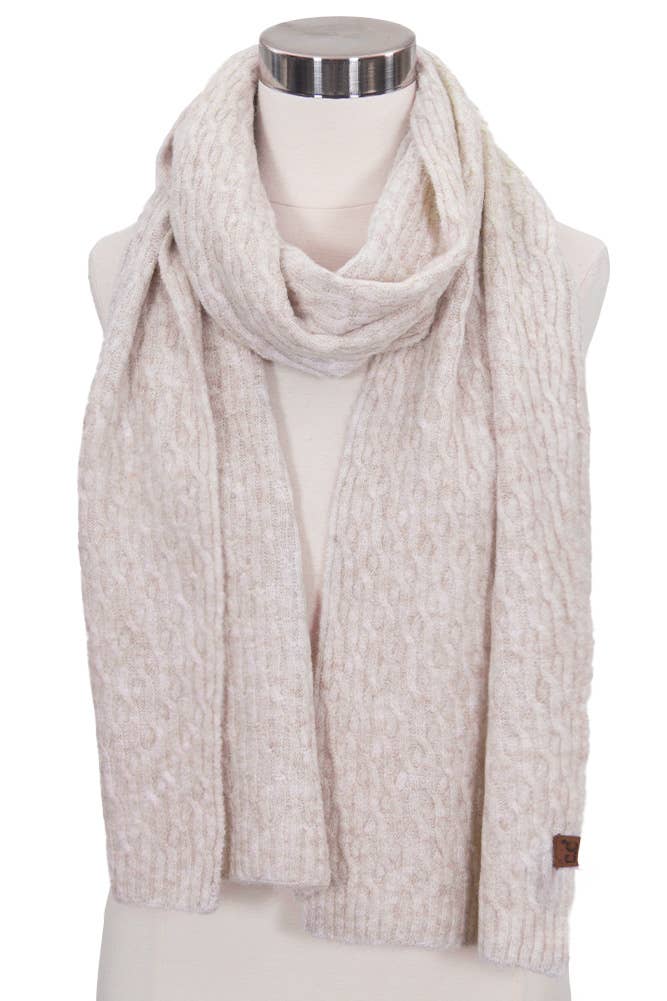 Recycled Fiber Winter Scarf: Taupe