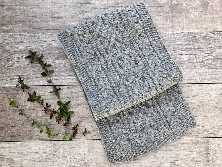 Alpaca Hand Crocheted Cable Knit Scarves - Grey