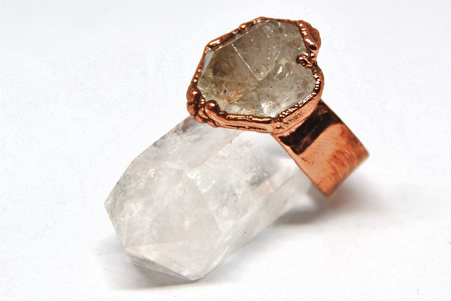 Raw Herkimer Diamond Statment Ring: 9