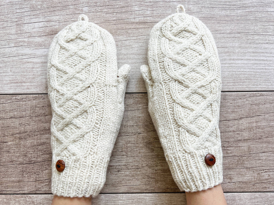 Alpaca Hand Crocheted Cable Knit Mittens