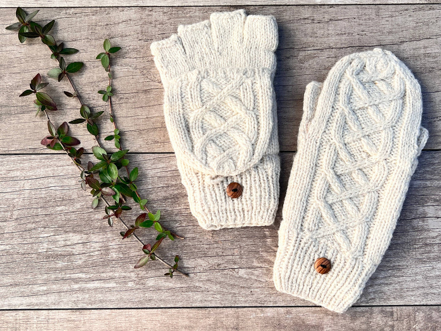 Alpaca Hand Crocheted Cable Knit Mittens