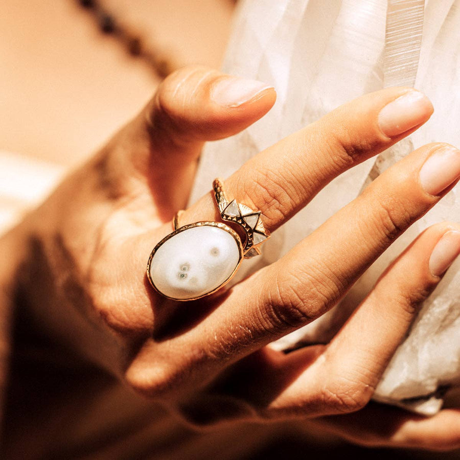 Your Light Ring || Moonstone & Gold Vermiel