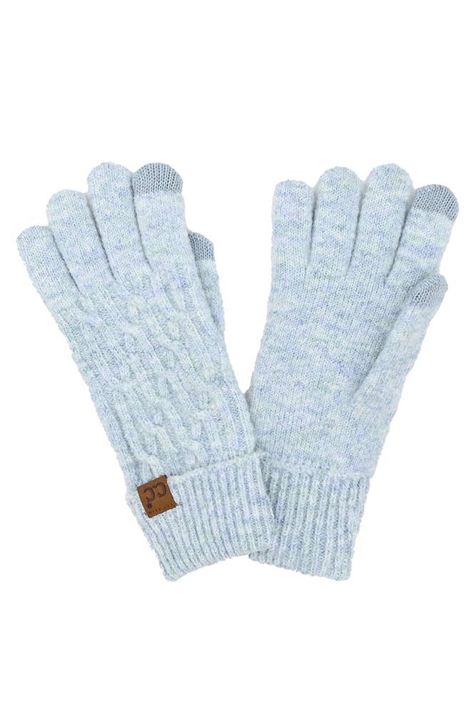 Cable Knit Recycled Fiber Gloves: Gray