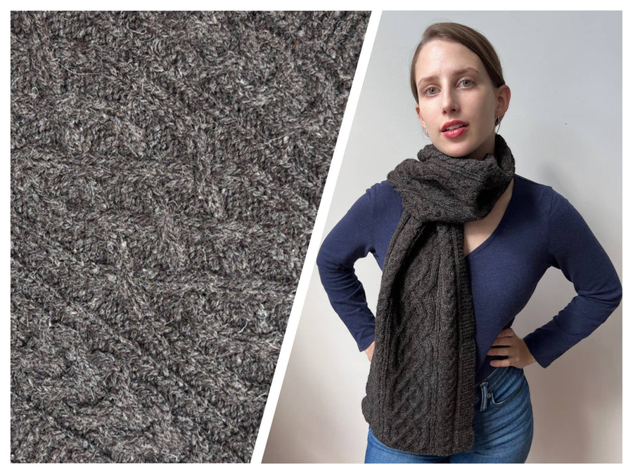 Alpaca Hand Crocheted Cable Knit Scarves - Charcoal