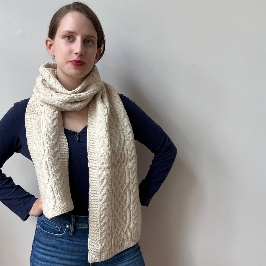 Alpaca Hand Crocheted Cable Knit Scarves - Ivory