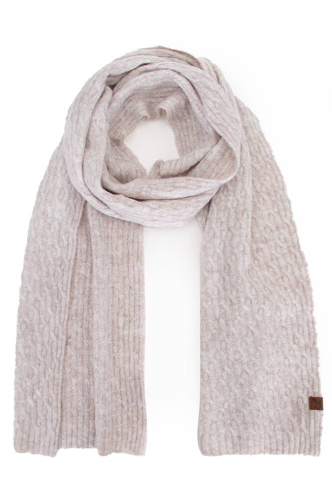 Recycled Fiber Winter Scarf: Taupe