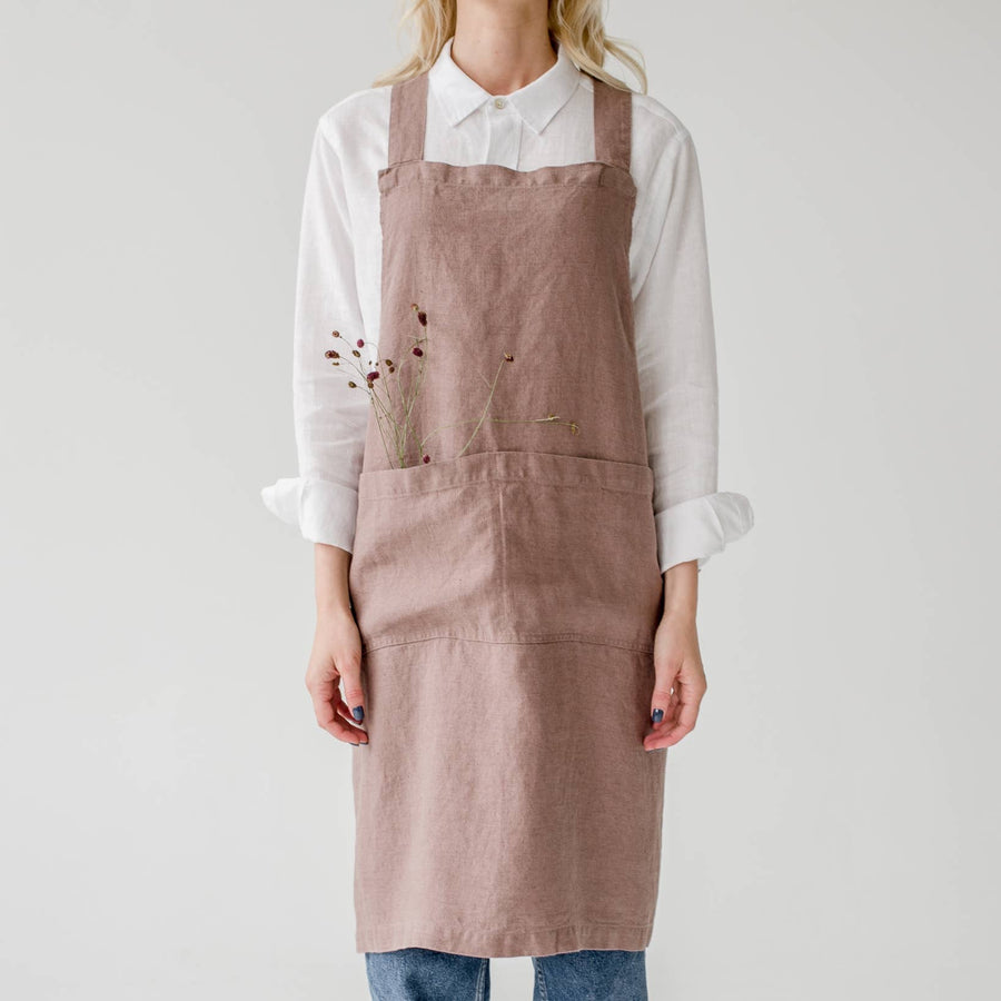 Ashes of Roses Linen Japanese Crossback Apron