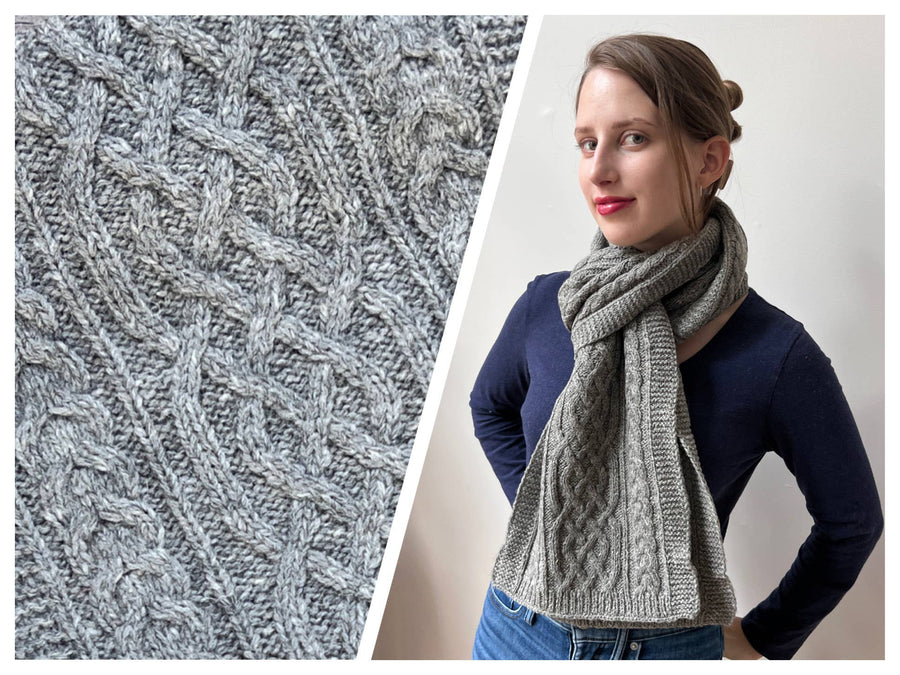 Alpaca Hand Crocheted Cable Knit Scarves - Grey