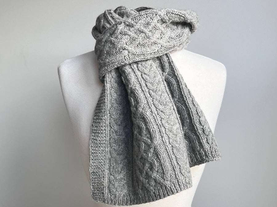 Alpaca Hand Crocheted Cable Knit Scarves - Grey