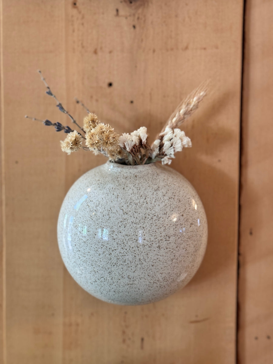 Medium Bubble Wall Vase - Flecked White