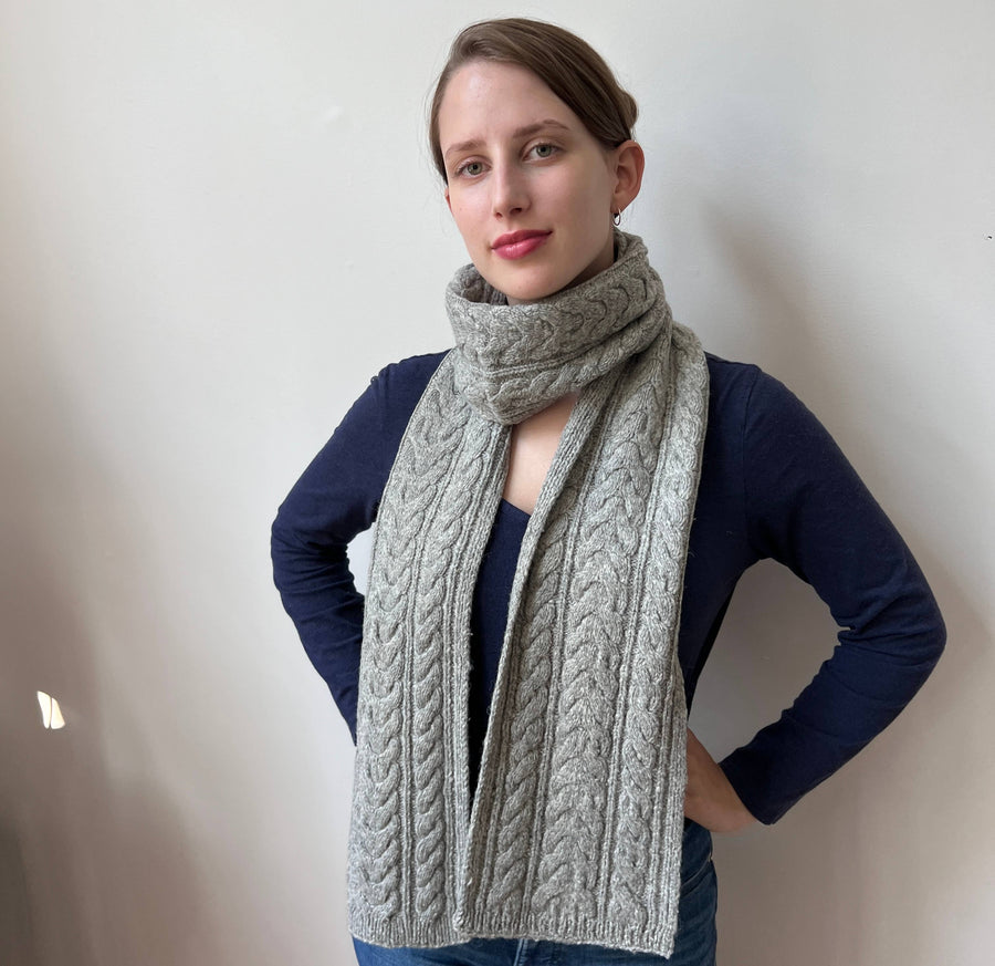 Alpaca Hand Crocheted Cable Knit Scarves - Grey