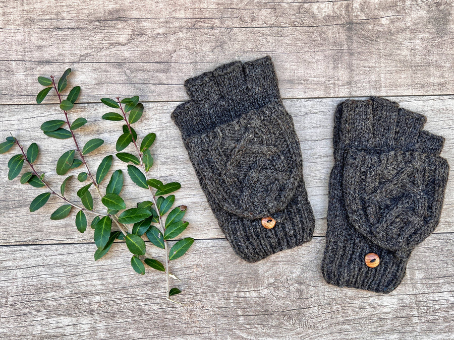 Hand Crocheted Cable Knit Mittens