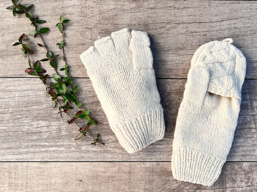 Alpaca Hand Crocheted Cable Knit Mittens