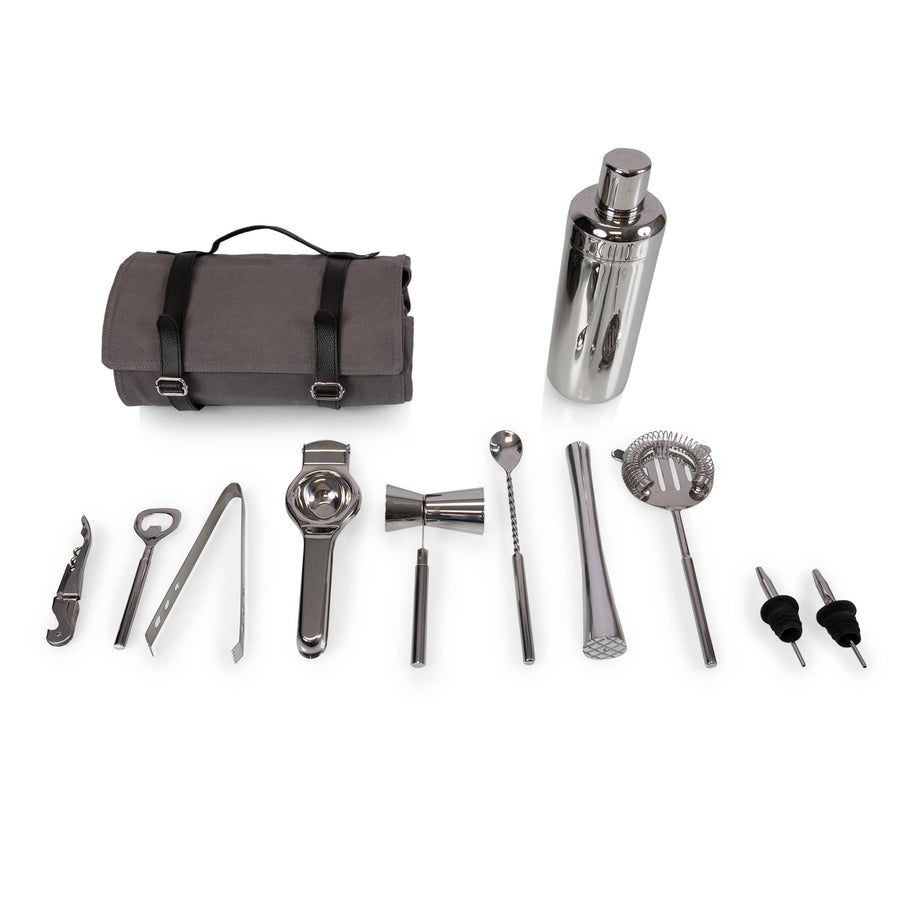 Barkeep Bar Tool Roll Up Kit: Gray with Black Accents