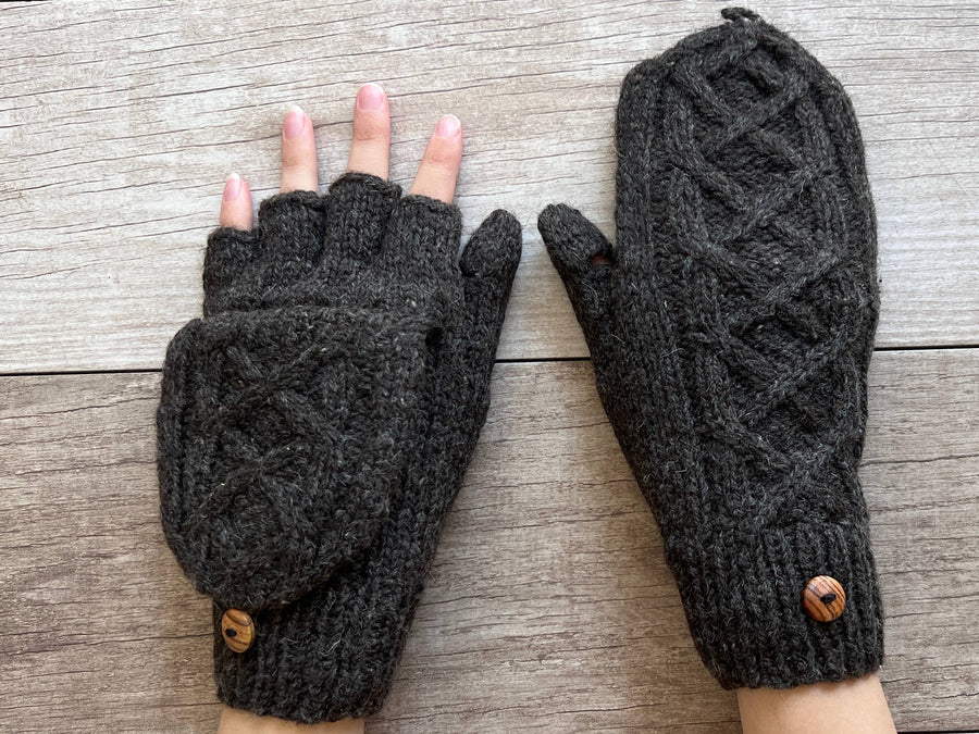 Hand Crocheted Cable Knit Mittens