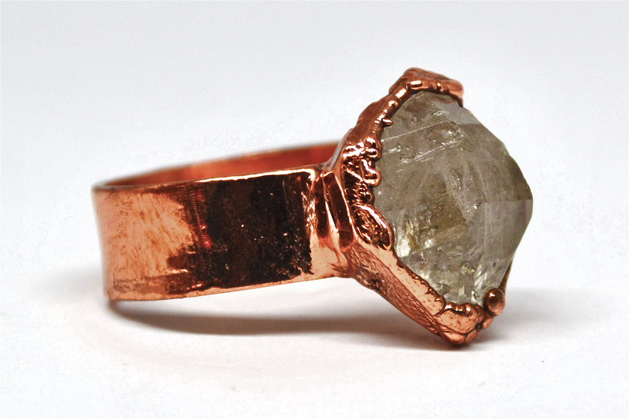 Raw Herkimer Diamond Statment Ring: 9