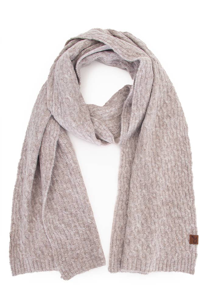 Recycled Fiber Winter Scarf: Taupe